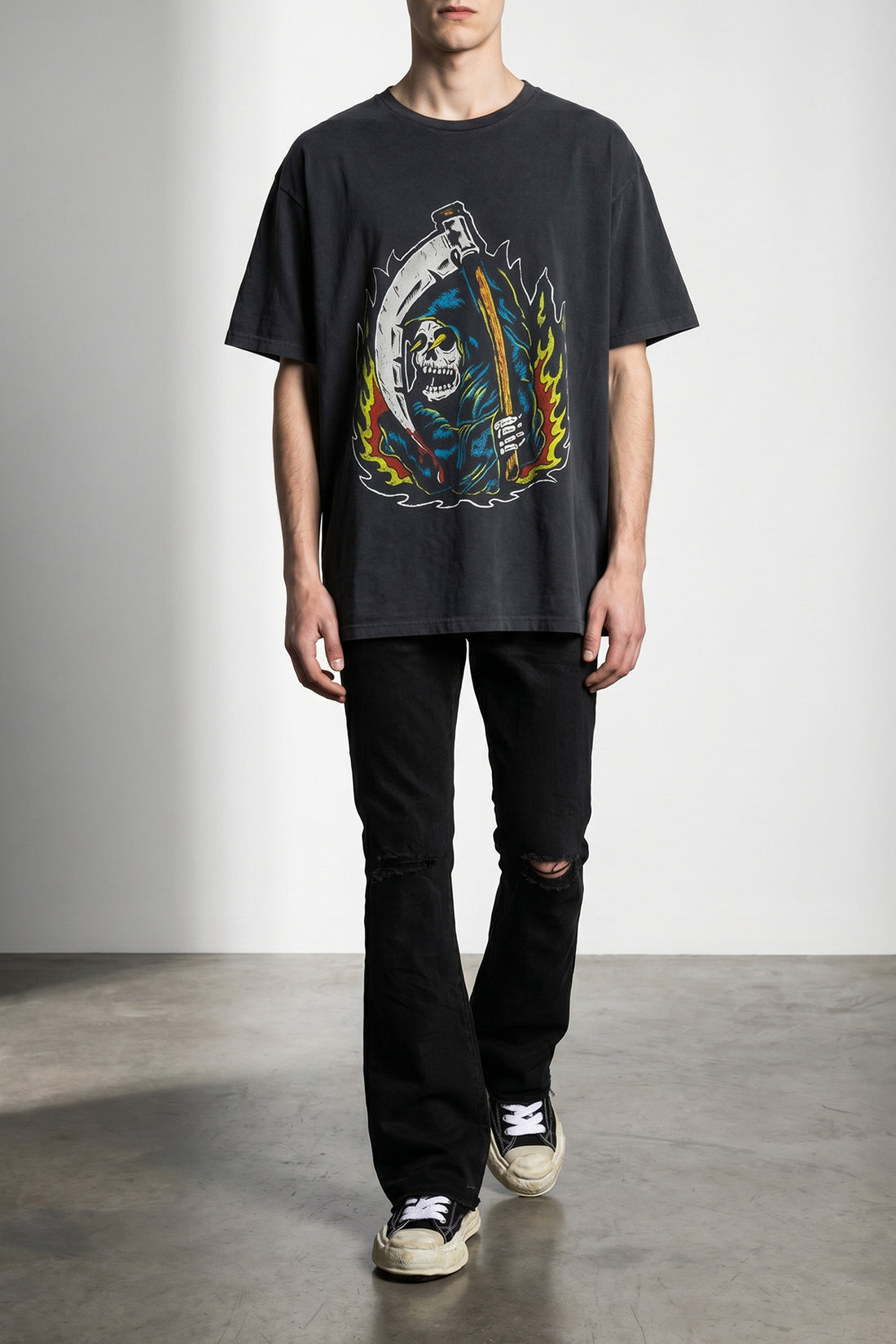 GALLERY DEPT. XXL big reaper atk delavé cotton jersey t-shirt