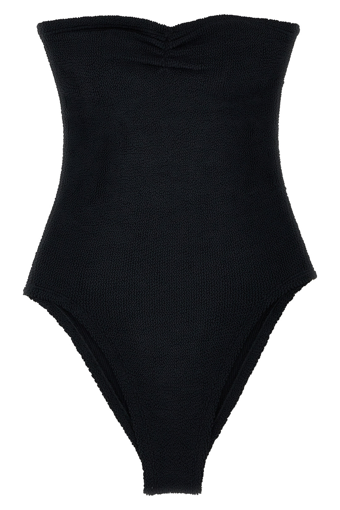 HUNZA G OS brooke swim off-the-shoulder fabric one-piece swimsuit in the original crinkle