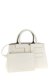 the elisabetta franchi tote bag stands out for its geometric and structured silh
