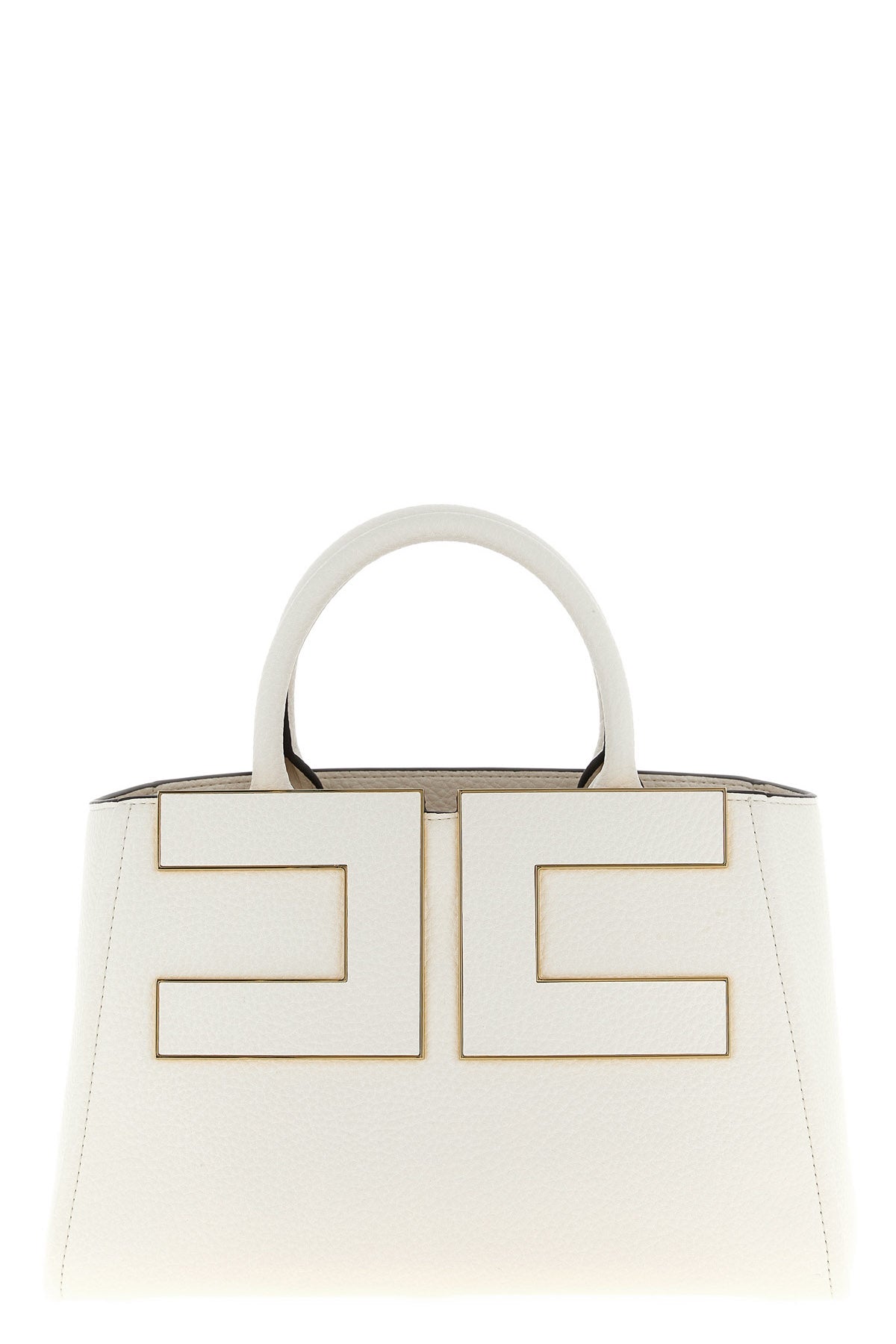 the elisabetta franchi tote bag stands out for its geometric and structured silh