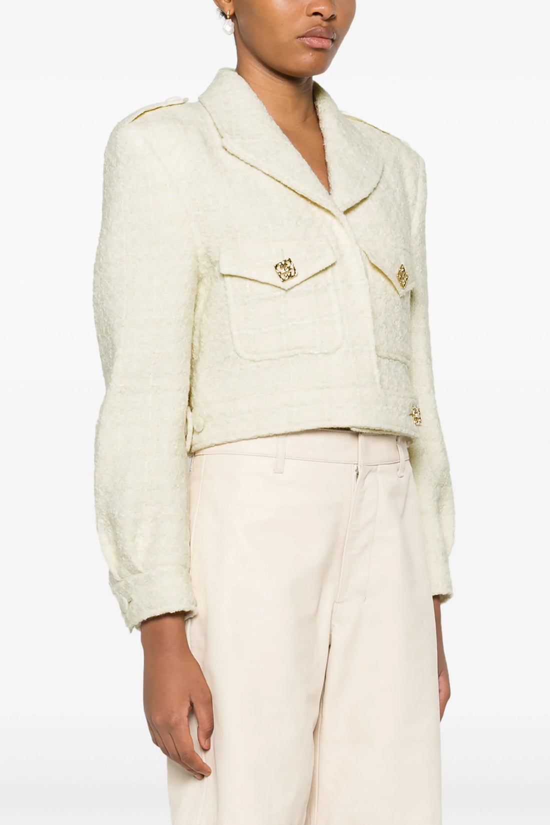GIVENCHY 38 military short wool tweed jacket