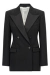 double-breasted grain de poudre wool blazer