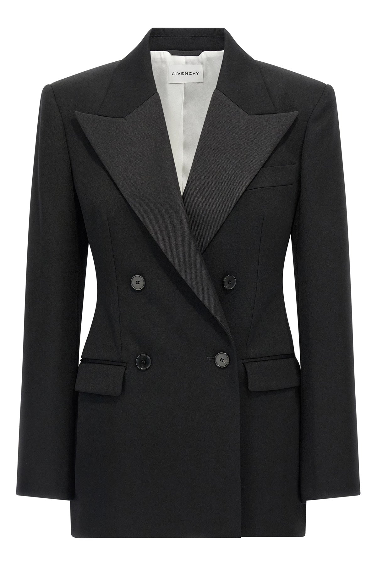 double-breasted grain de poudre wool blazer