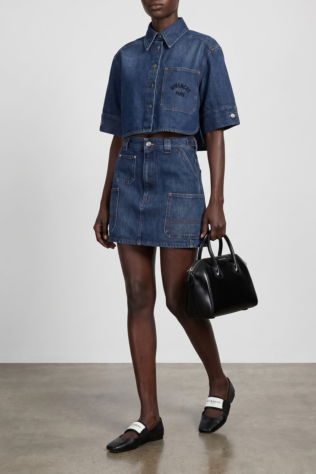 cotton denim mini skirt