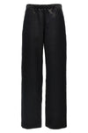 shiny fabric trousers