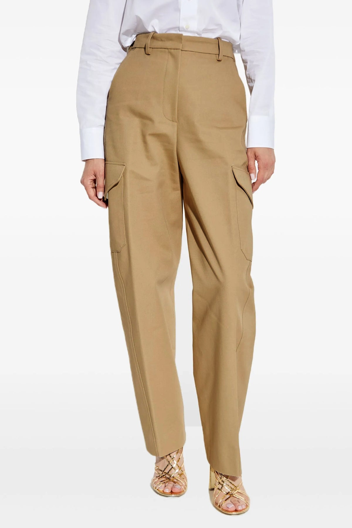 cocoon cargo pants in cotton and wool blend