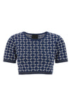 cropped top in stretch jacquard