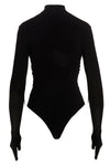 stretch viscose heart shaped gloves bodysuit