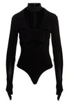 stretch viscose heart shaped gloves bodysuit