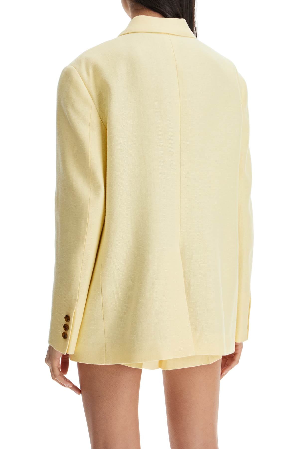 light yellow linen oversized blazer