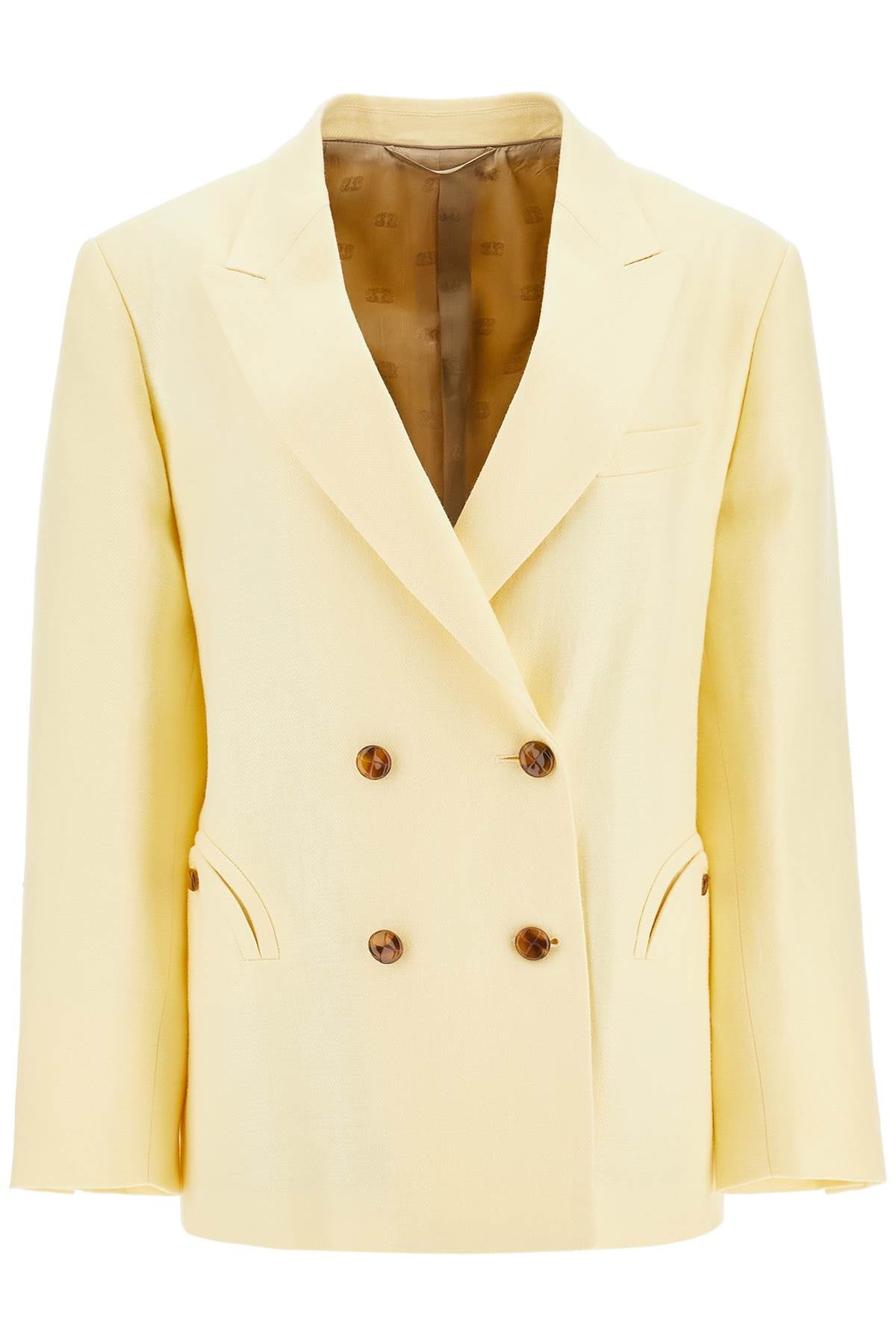 light yellow linen oversized blazer