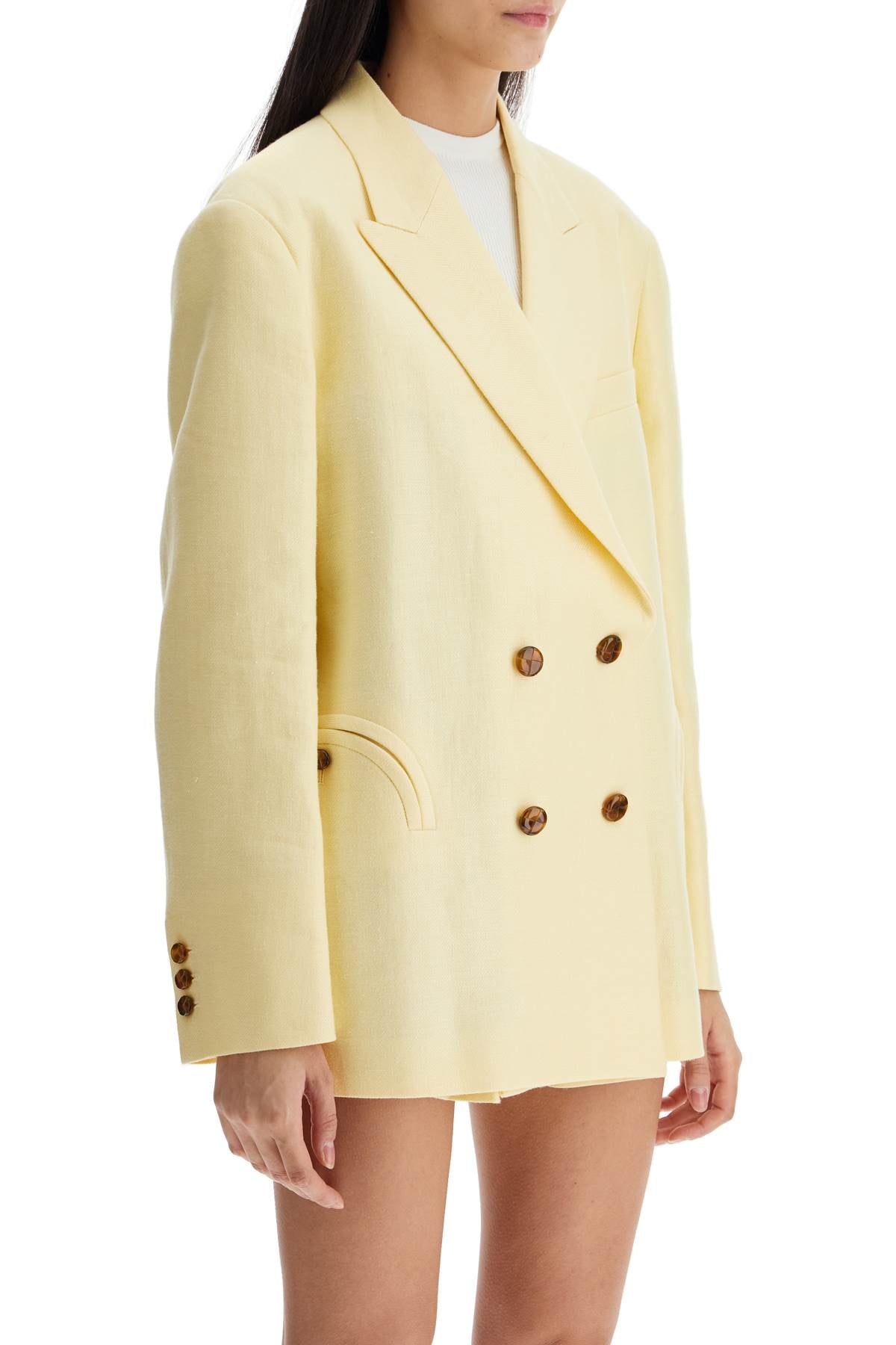 light yellow linen oversized blazer