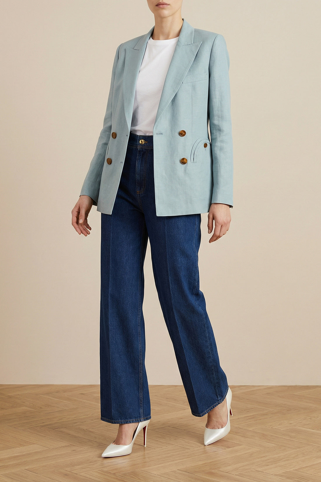 BLAZÉ MILANO 2 zenith charmer double-breasted hourglass blazer in silk and linen
