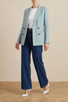 zenith charmer double-breasted hourglass blazer in silk and linen