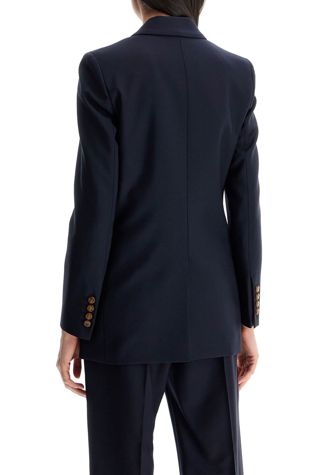 navy blue virgin wool single-breasted blazer