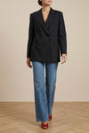 alcanara everynight double-breasted blazer in lightweight virgin wool twill