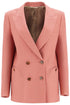 coral linen single-breasted blazer with turtle style buttons