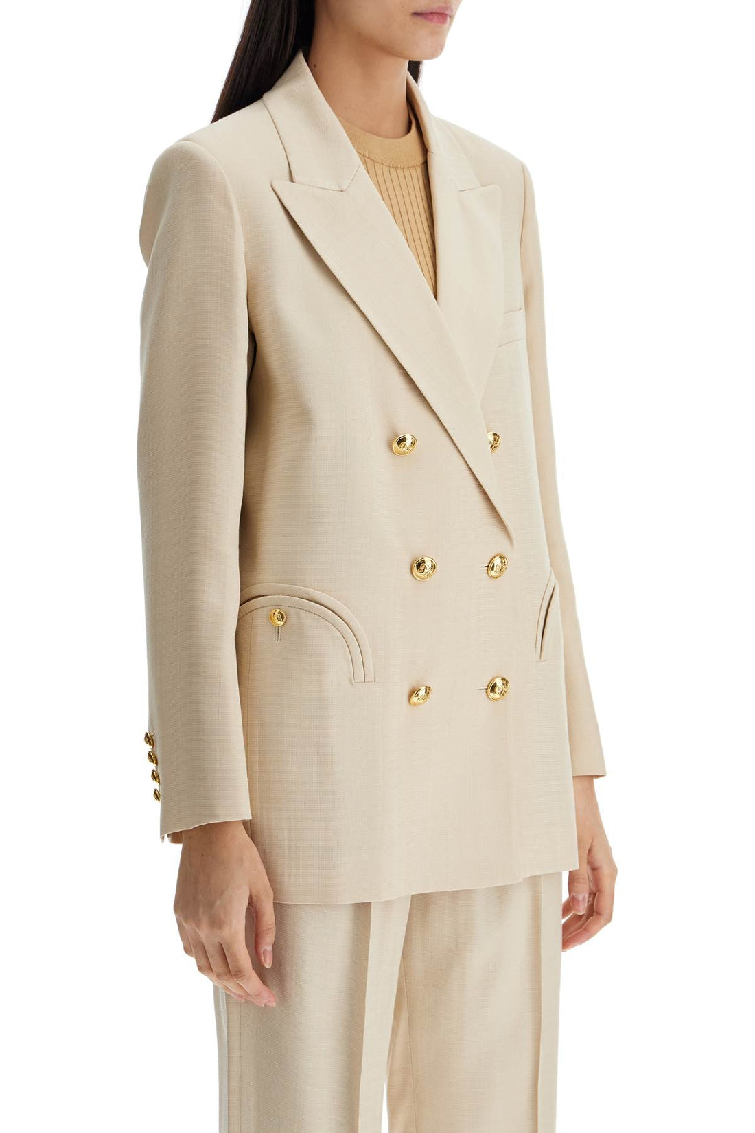 ivory double-breasted viscose blazer