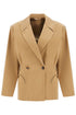 beige double-breasted cotton blazer