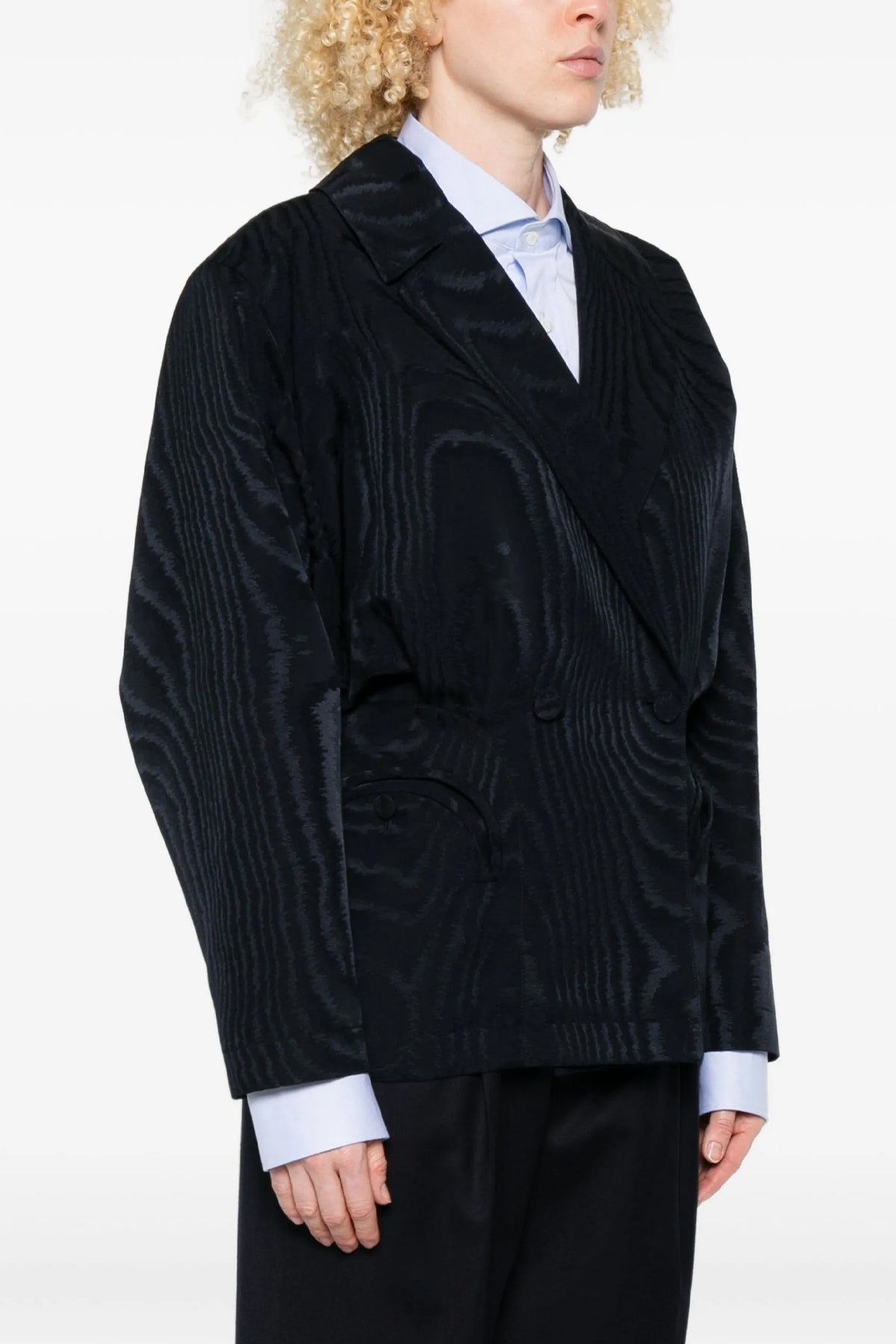 sharewood ares blazer in cotton blend and moiré viscose