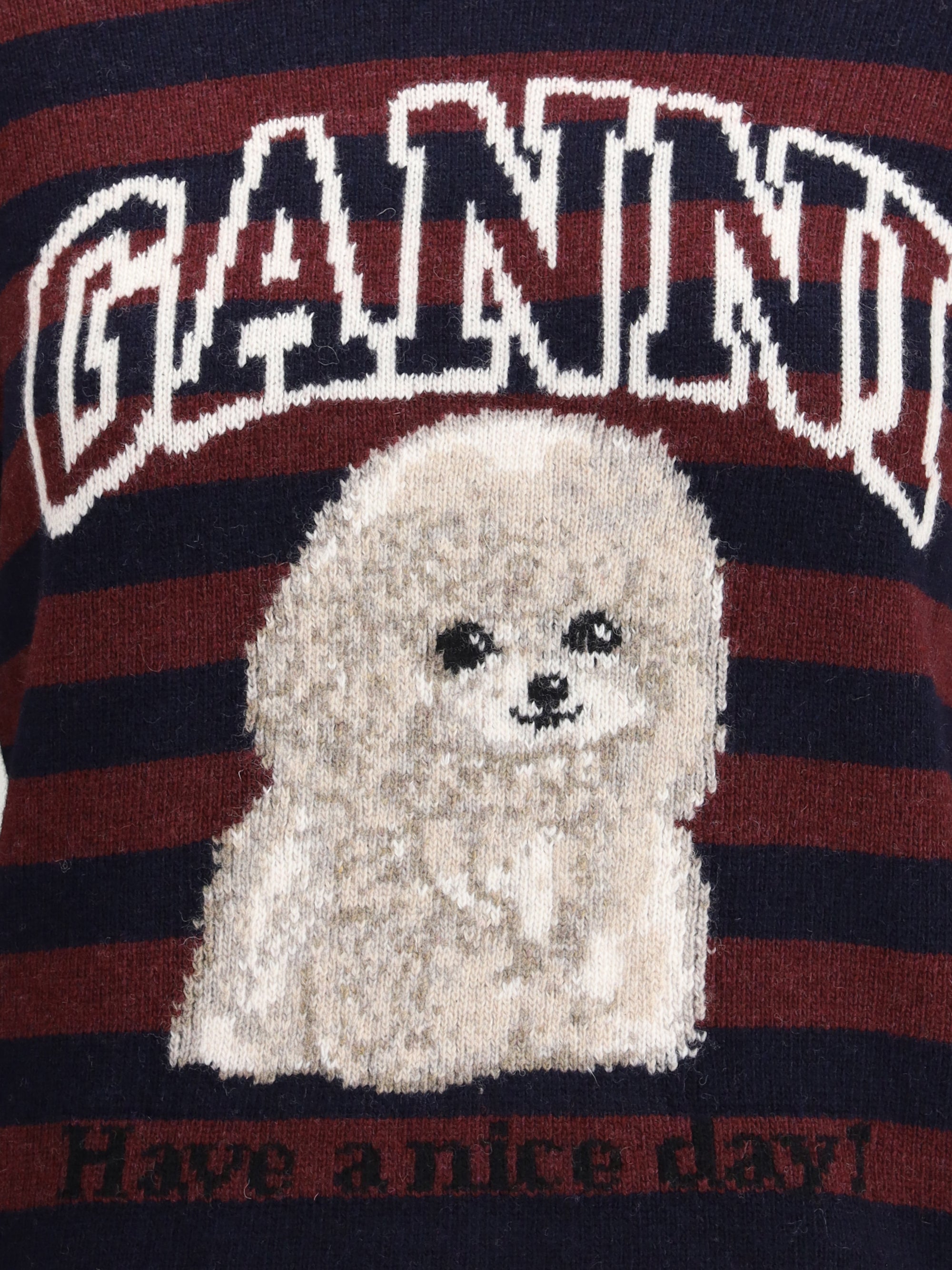 GANNI L poodle striped sweater