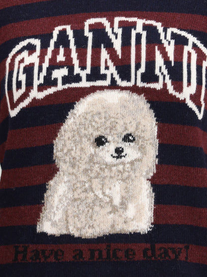 GANNI L poodle striped sweater