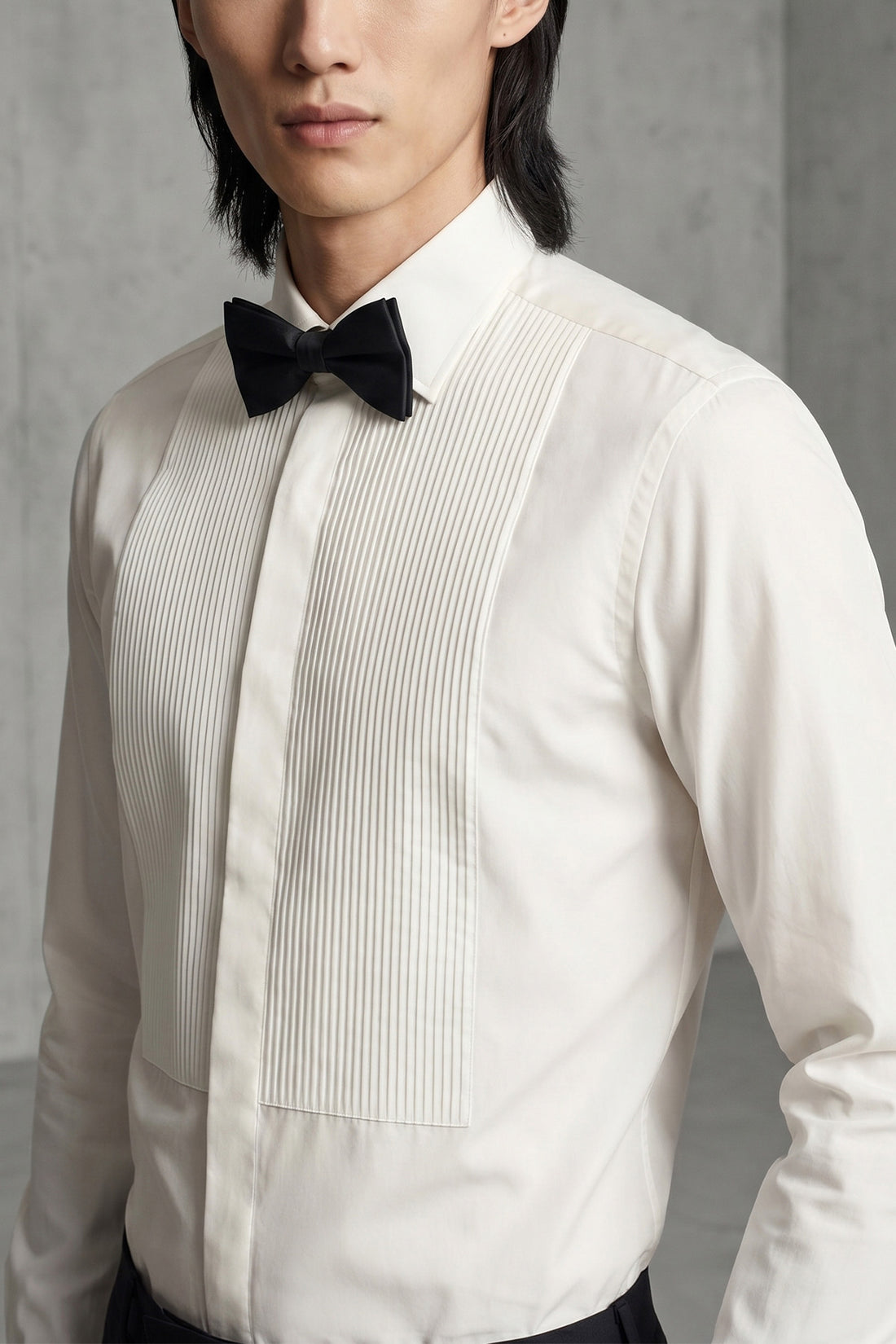 FINAMORE 44 cm napoli classic tuxedo shirt in fine alumo fabric spun double twisted