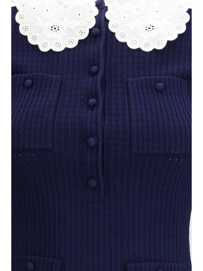 SELF-PORTRAIT M knit taffeta mini dress