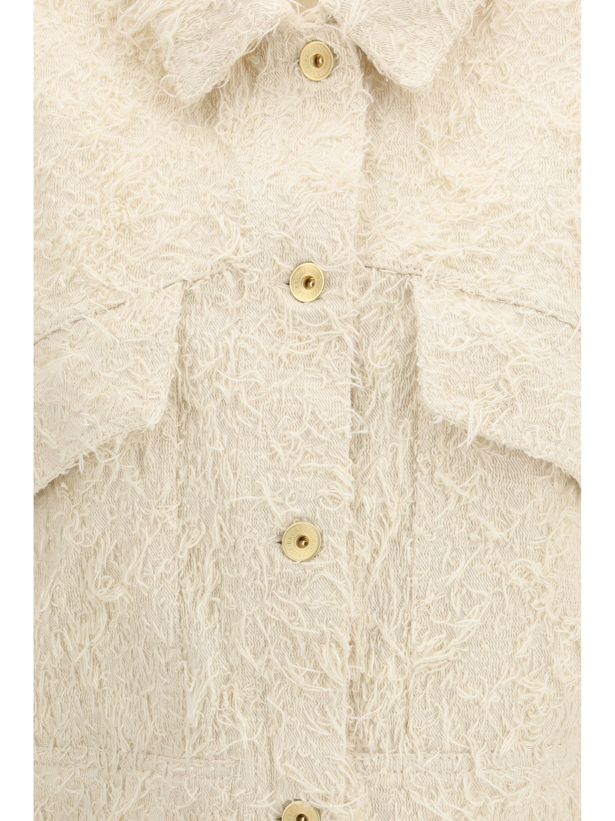 fuzzy dyed denim outerwear jacket with monili