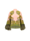 silk top with ostrich feathers