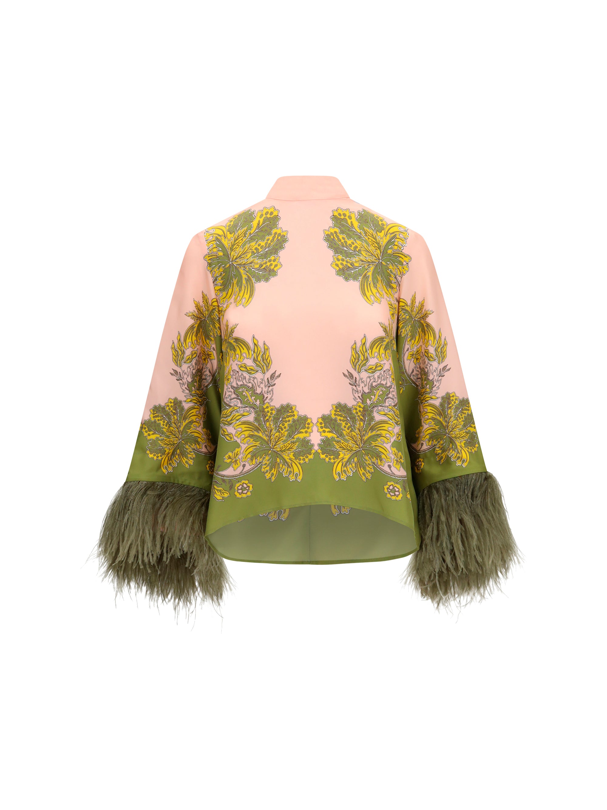 silk top with ostrich feathers