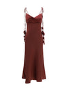 satin flower midi dress