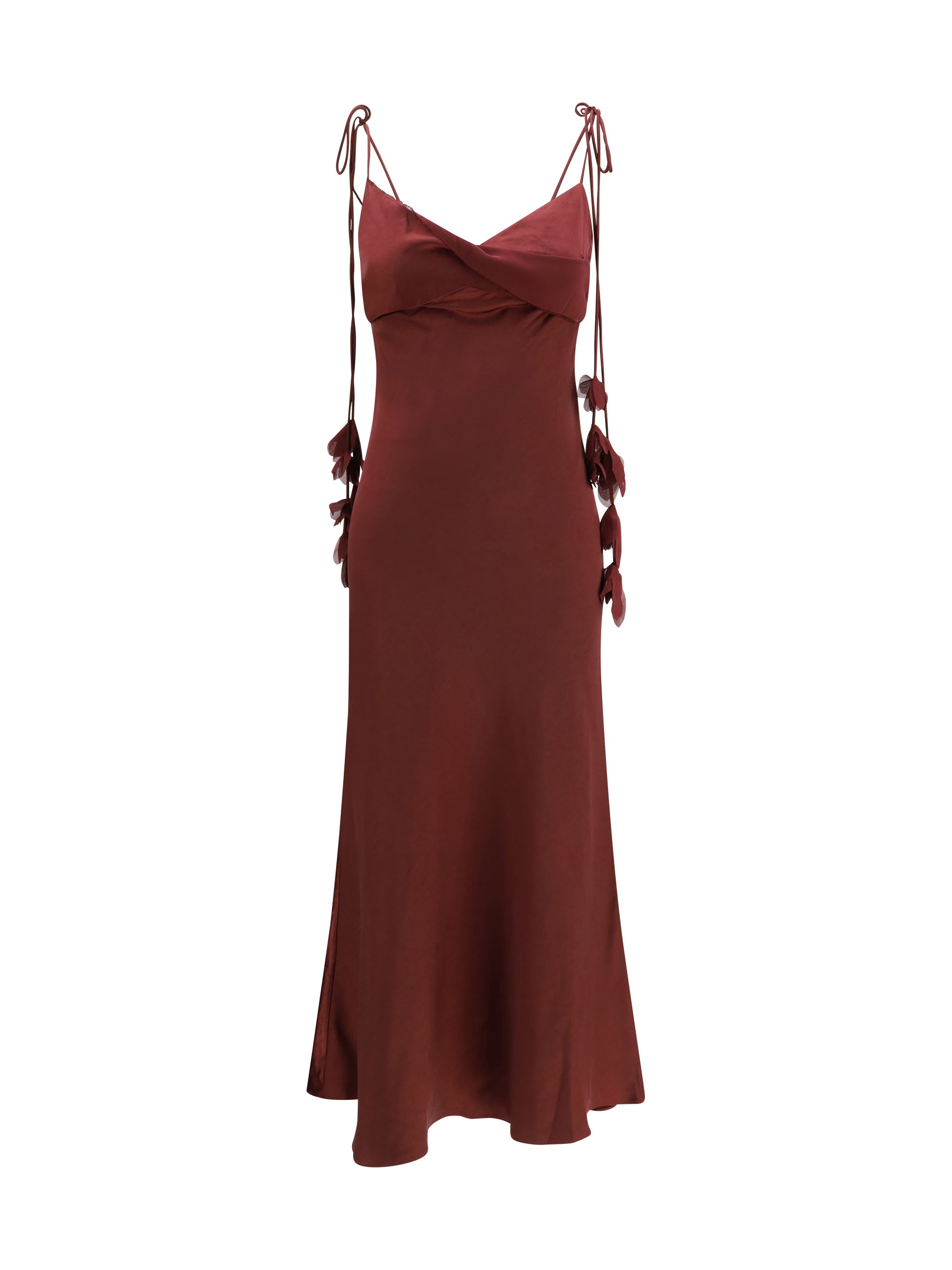satin flower midi dress