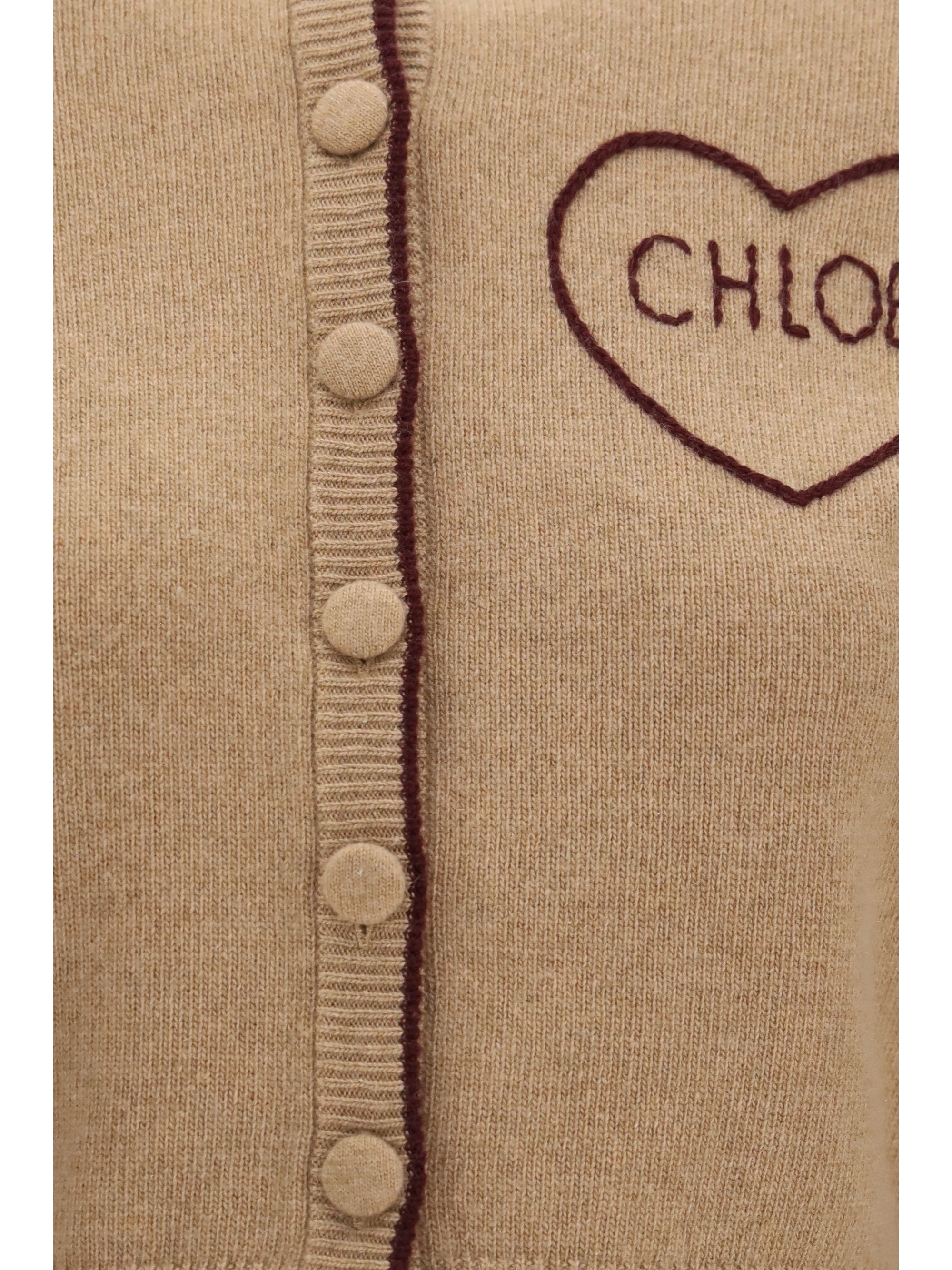 fitted logo cardigan in wool and cashmere