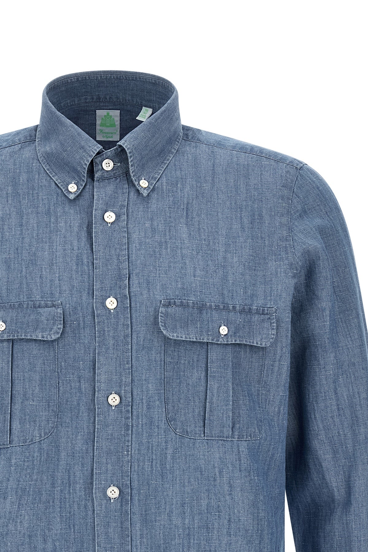 zurigo cotton and linen blend mélange shirt