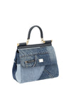 small sicily denim and calf leather handbag