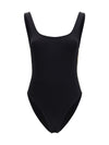 one-piece swimsuit with check trim