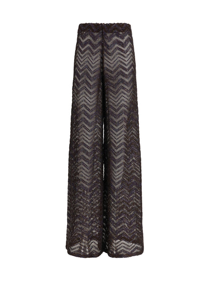 MISSONI 42 wide zigzag mesh trousers with sequins 