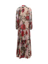 long silk dress with scarf detail