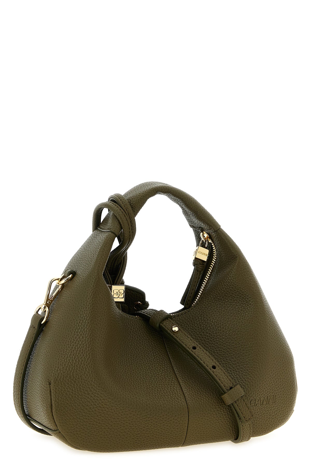 mini hobo handbag in hammered leather-effect fabric