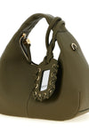 mini hobo handbag in hammered leather-effect fabric