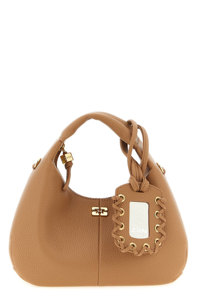 the ganni mini hobo handbag features a curved