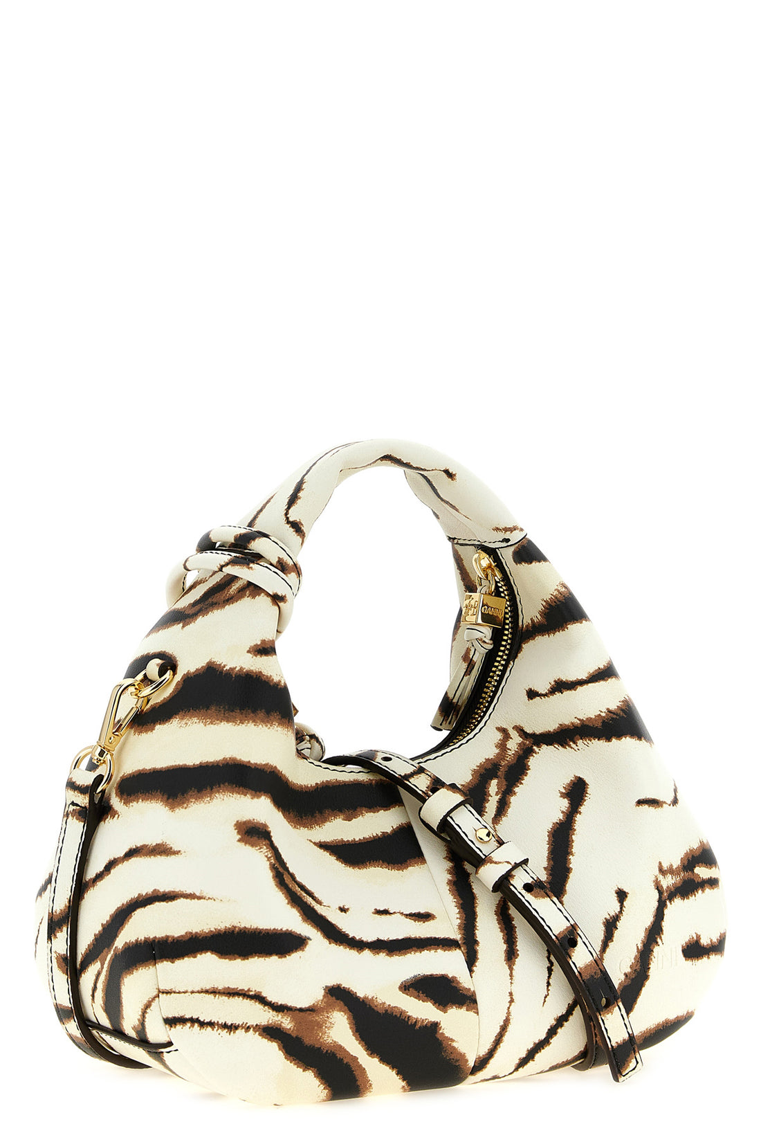 GANNI OS mini hobo zebra handbag in leather-effect fabric