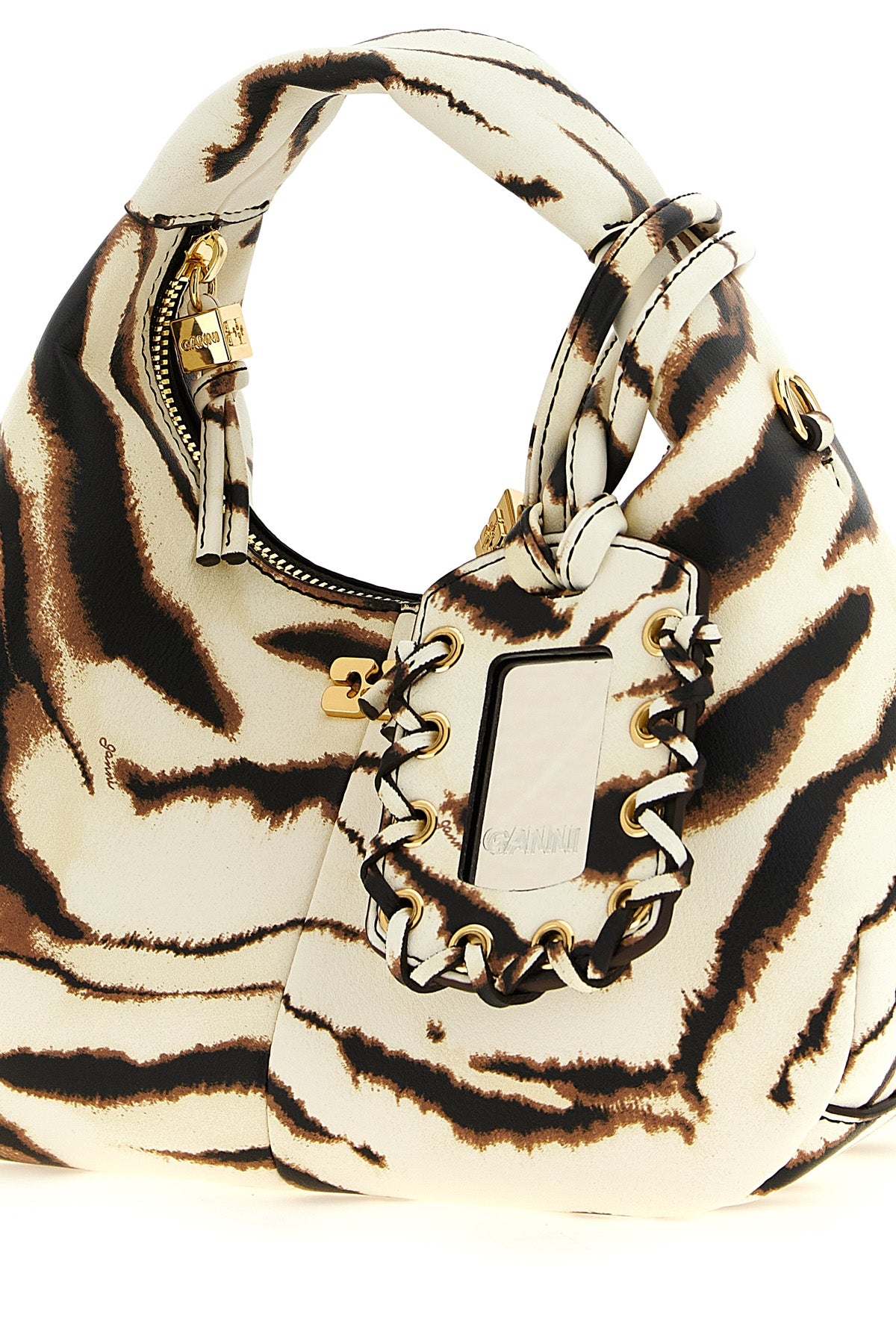 mini hobo zebra handbag in leather-effect fabric
