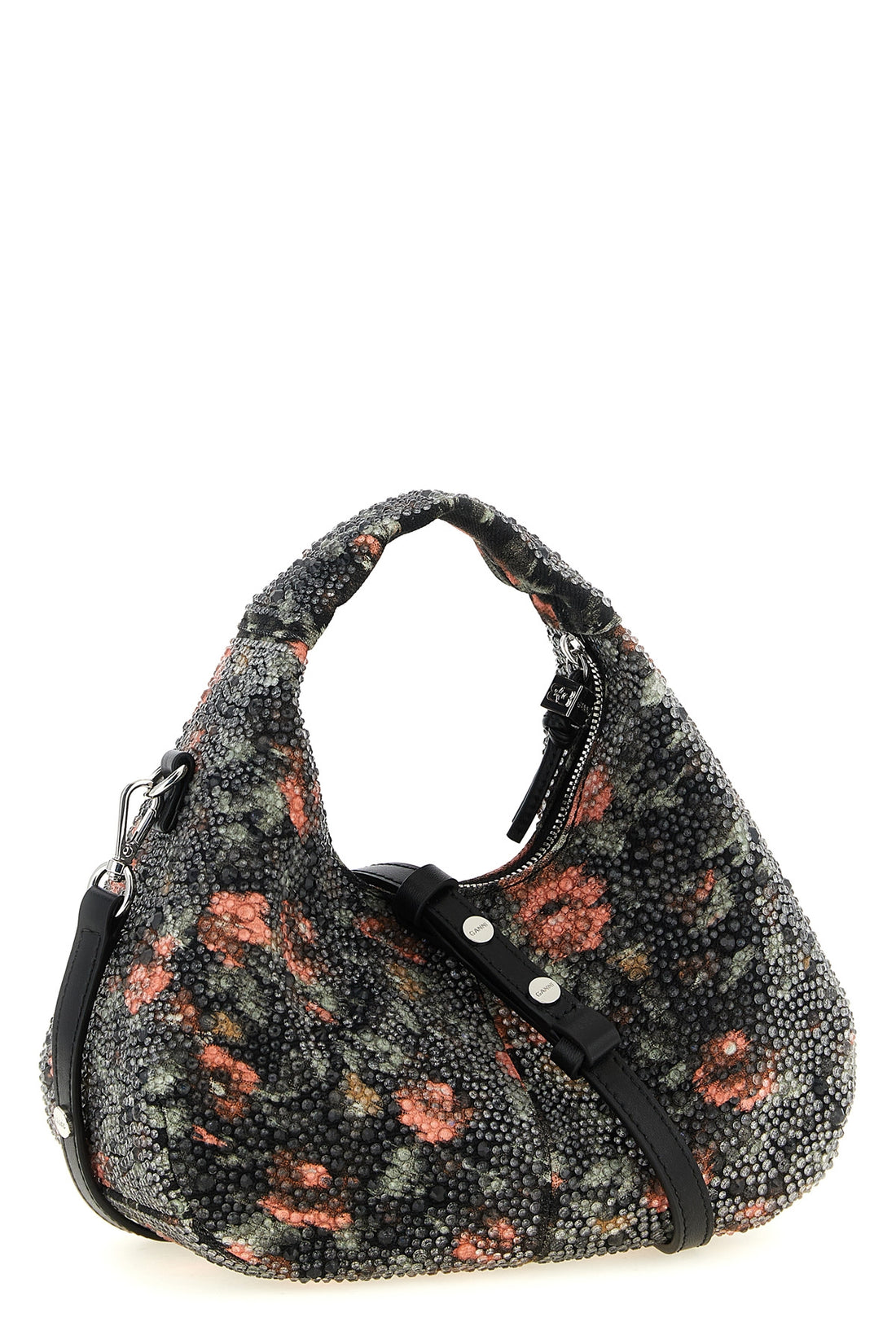 GANNI OS the hobo mini flowers ganni bag redefines the classic curved silhouette throug