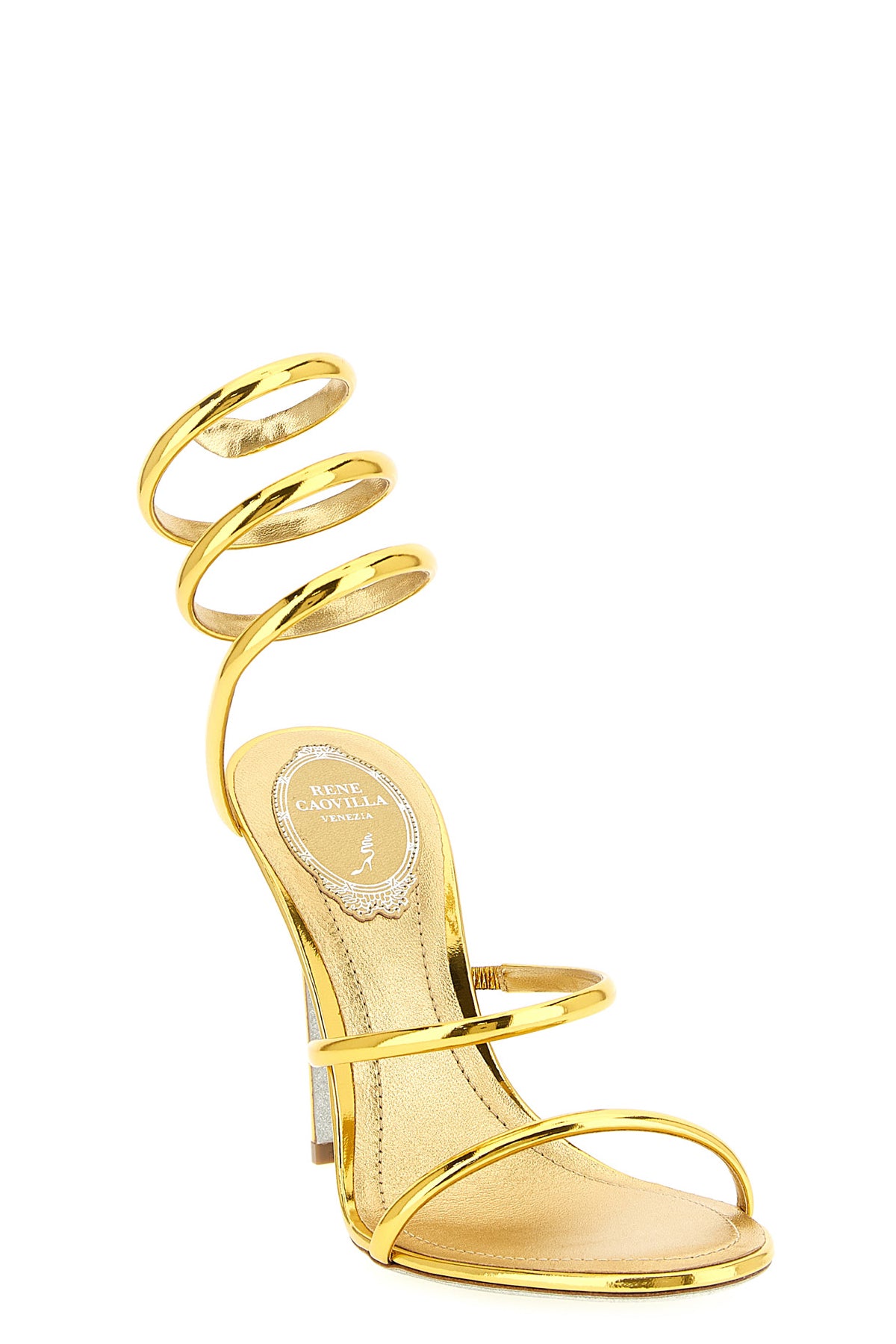 cleo metallic mirror-effect leather sandals