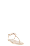 peach flower leather thong sandals
