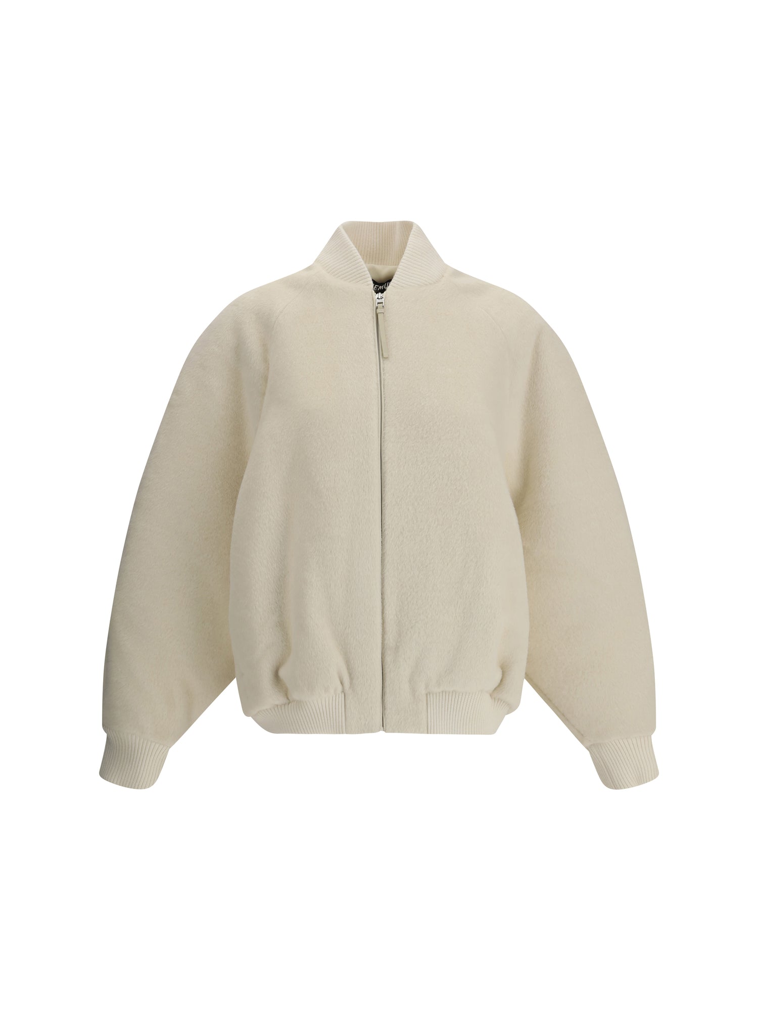 JACQUEMUS 38 the le blouson pilu jacket in white alpaca wool