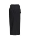draped midi skirt in double-faced wool and mohair