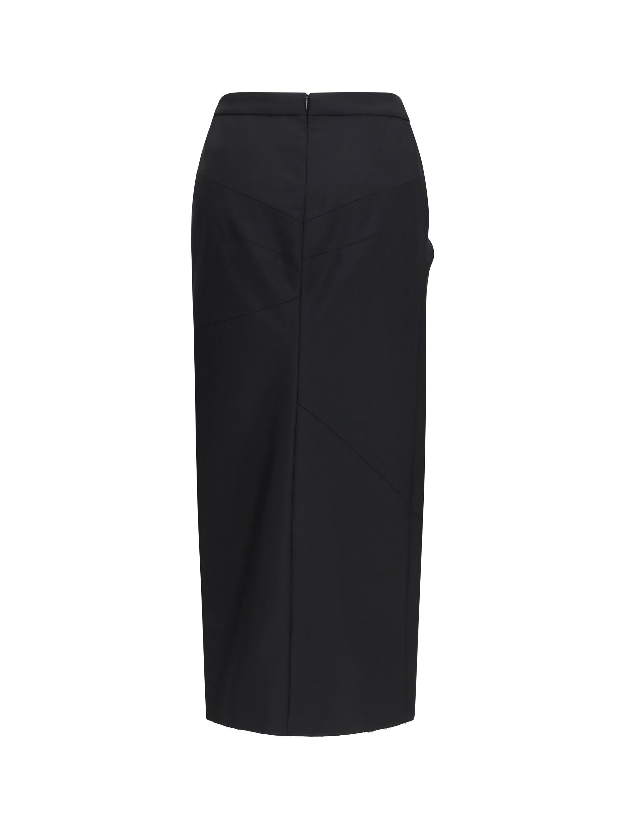 draped midi skirt in double-faced wool and mohair
